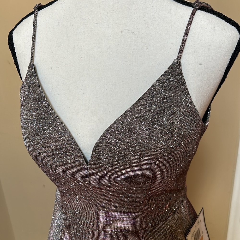 NWT B Darlin from Macy’s BLUSH colored metallic sparkly dress Sz 3/4 w/ straps - Picture 2 of 5